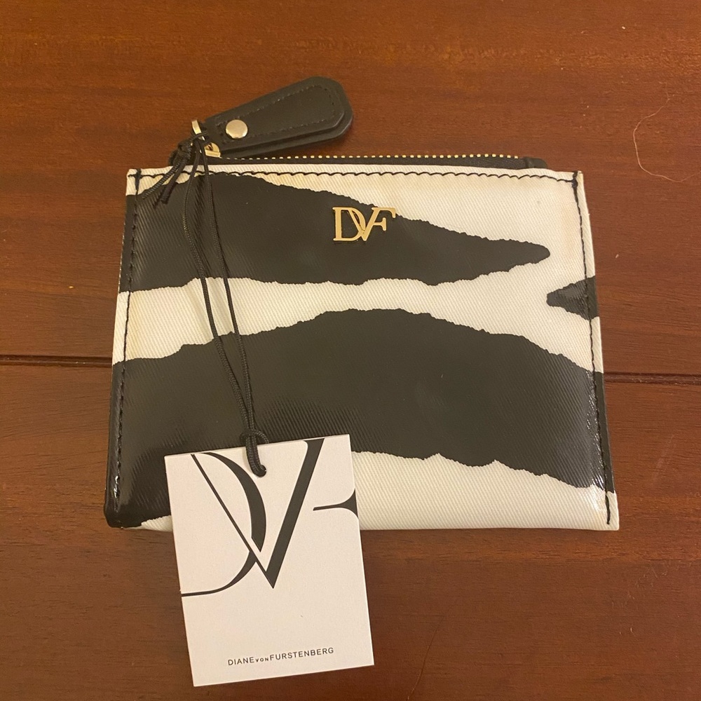 DVF Black/White Zebra Mini Zip Pouch